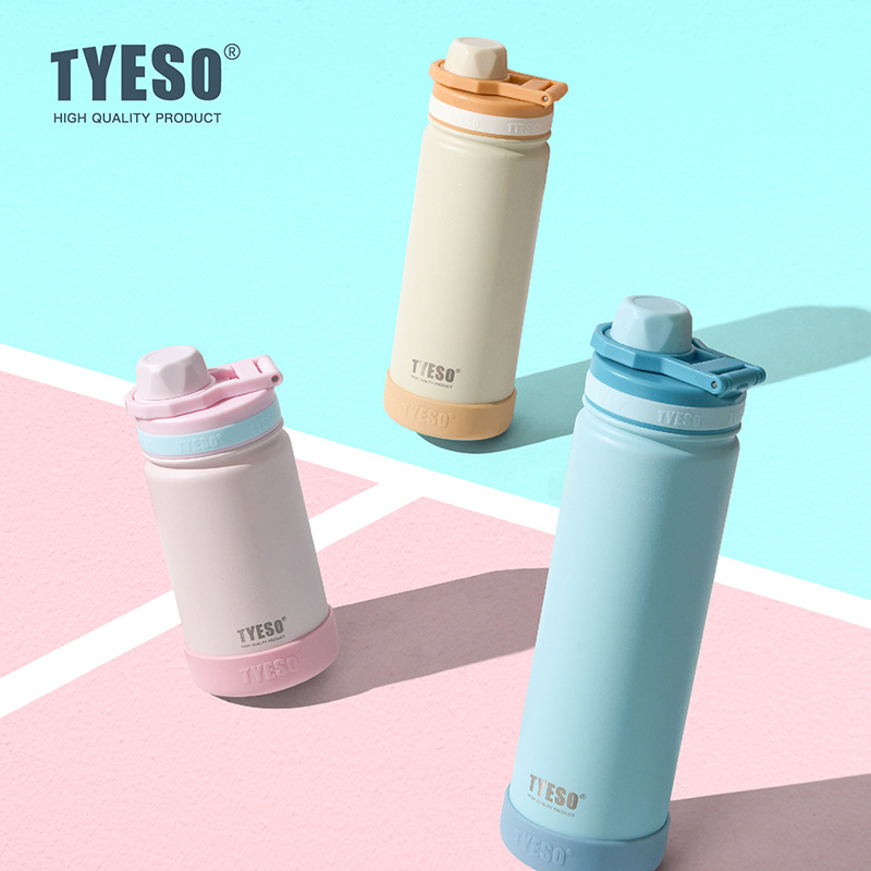 Sports Equipment 8 Year Old - กระติกน้ำสุญญากาศสแตนเลส TYESO ขนาด 420/600/750 มล. กระติกน้ำร้อน-เย็นสำหรับเด็ก