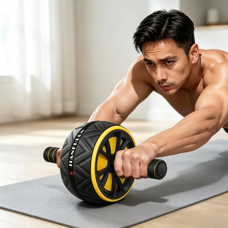 Sports Equipment Images - ล้อบริหารหน้าท้องกันลื่น, อุปกรณ์ฝึกกล้ามเนื้อหน้าท้องที่ทนทาน, อุปกรณ์ออกกำลังกายแบบพกพาสำหรับผู้ชายและผู้หญิง
