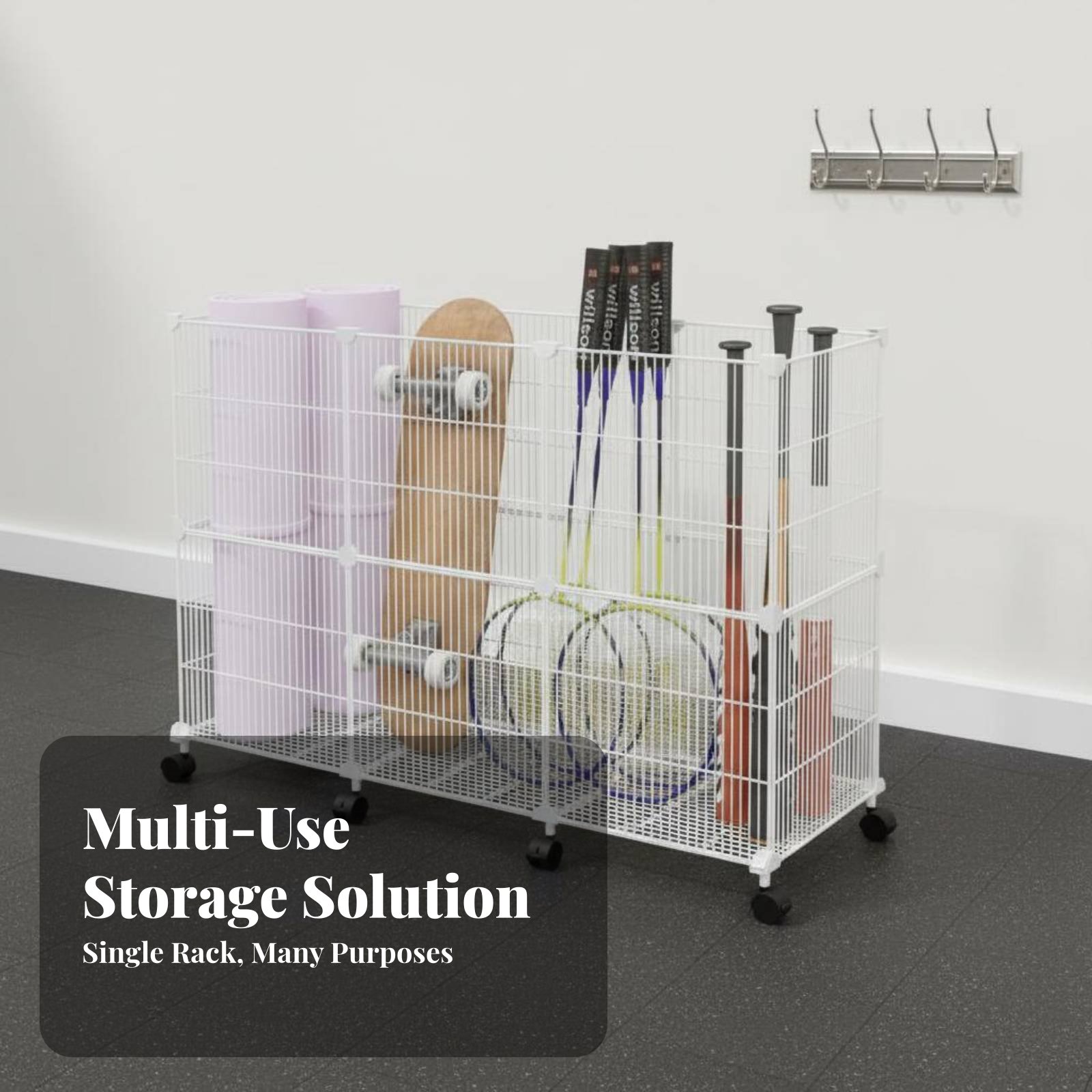 Sports Equipment Rack - รถเข็นเก็บอุปกรณ์กีฬา แข็งแรงทนทาน ชั้นวางอุปกรณ์กีฬา กล่องเก็บของทรงกลม ดีไซน์เข้าถึงง่าย จัดระเบียบโรงรถ